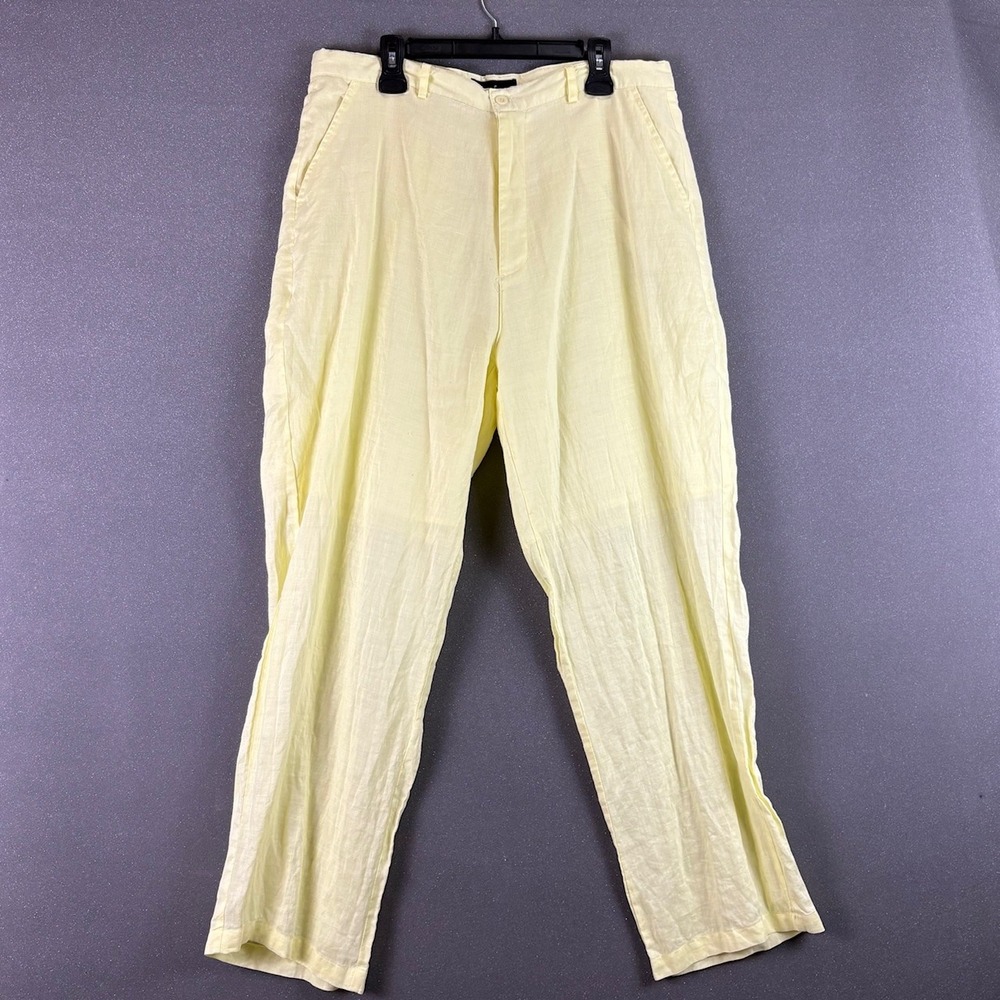 Godbody Collection‎ Linen Pants Women's Size 36 Yellow Lightweight Casual